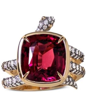 Monica Rich Kosann Never Fear Rhodolite Garnet And Diamond Ring - Red