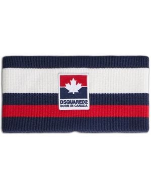 DSquared² Maple Leaf Striped Wool Headband - White
