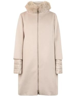 Herno Fur-Trim Quilted-Cuff Jacket - Natural