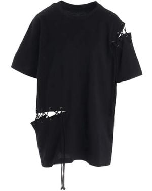 Y's Yohji Yamamoto Lace-Up T-Shirt - Black