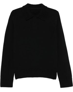 Sacai Polo-Neck Wool Jumper - Black