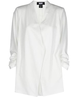 DKNY V-Neck Long-Sleeve Blazer - White