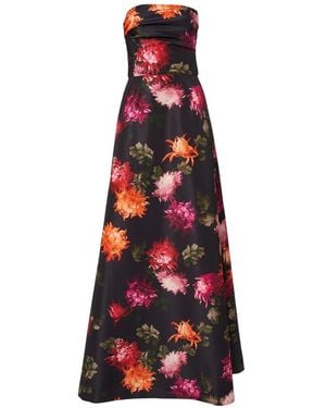 Carolina Herrera Chrysanthemum-print strapless maxi dress - Rojo
