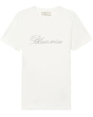 Blumarine T-Shirt Con Decorazione Di Cristalli - Bianco