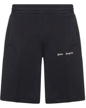 Palm Angels Shorts Mit Logo-Stickerei - Blau