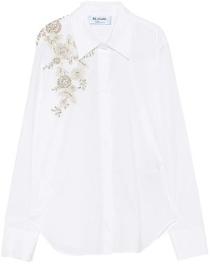 Blugirl Blumarine Floral-Bead Embellished Shirt - White