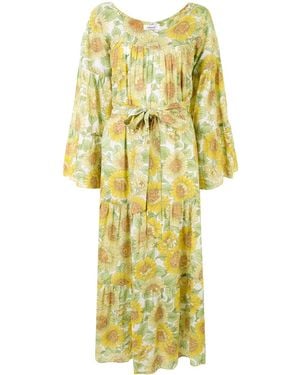 Bambah Sunflower Print Kaftan Dress - Yellow