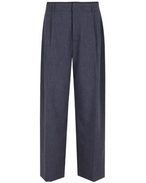 THESTROY Pleated Wide-Leg Pants - Blue