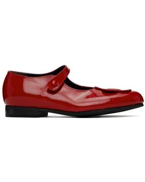Comme des Garçons Mary Jane Patent-Leather Floral-Patch Ballet Flats - Red