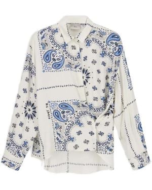 8pm Cannes Paisley-Print Draped Shirt - White
