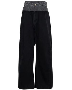 Litkovskaya Denim Panelled Wide-Leg Jeans - Black