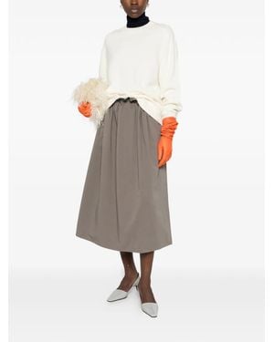 Carven Long-Sleeve Crew Neck Sweater - White