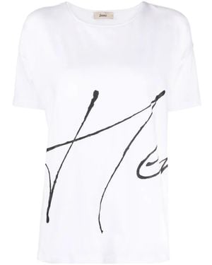 Herno Crew-Neck Logo-Print T-Shirt - White