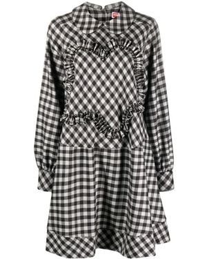 KENZO Gingham-Check Midi Dress - Black
