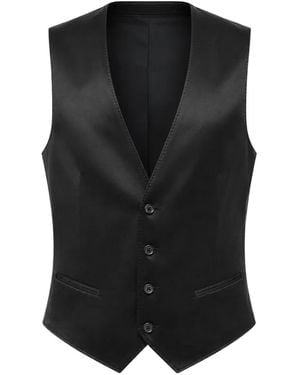 Corneliani Satin-Finish Single-Breasted Waistcoat - Black