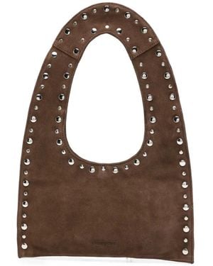 GIMAGUAS Mini Franca Studded Suede Shoulder Bag - Brown