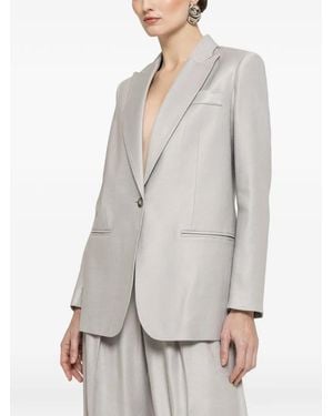 Nissa Single-Breasted Linen Blazer - Grey