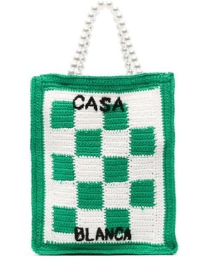CASABLANCA Tennis Crochet Tote Bag - Green