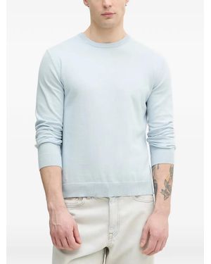 Benetton Crew-Neck Ribbed-Trim Jumper - Blue