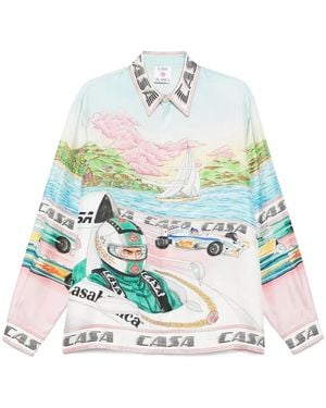 CASABLANCA Racing-Print Silk Shirt - White