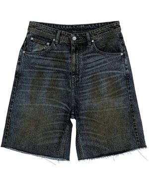 44 Label Group Frayed-Hem Wide-Leg Shorts - Black