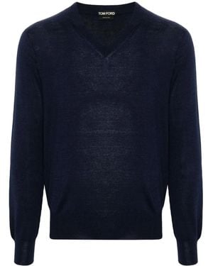 Tom Ford ファインニット Vネックセーター - ブルー