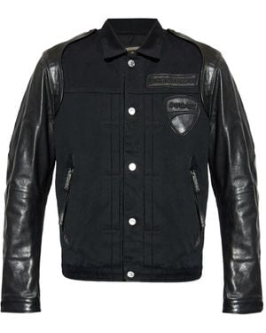 DSquared² X Ducati Leather-sleeve Patch Shirt Jacket - ブラック