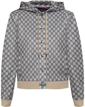 Gucci Hooded Monogram Jacket - Grey