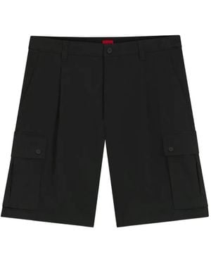 HUGO Pleated Cargo Shorts - Black