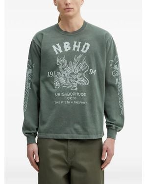 Neighborhood Graphic-Print Cotton T-Shirt - Green