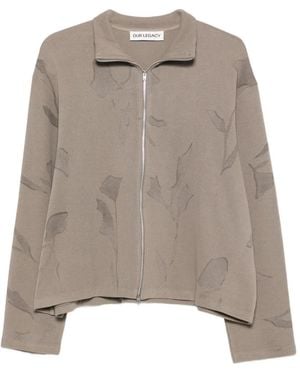 Our Legacy Shrunken Floral-Print Zip-Up Sweatshirt - Brown