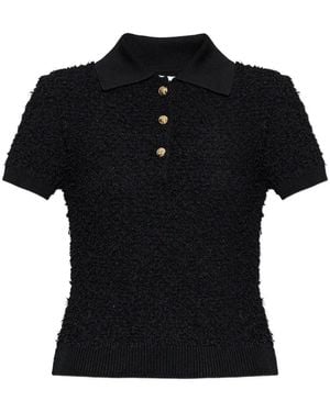 Balmain Poloshirt Aus Tweed - Schwarz