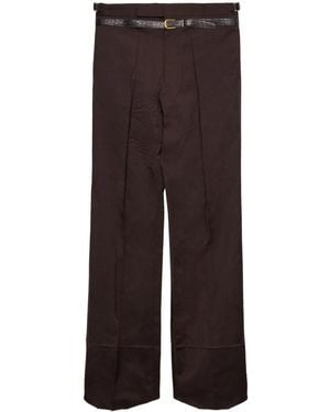 Prada Mohair And Silk Trousers With Printed Belt - Brown