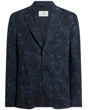 Etro Paisley-Motif Single-Breasted Blazer - Blue