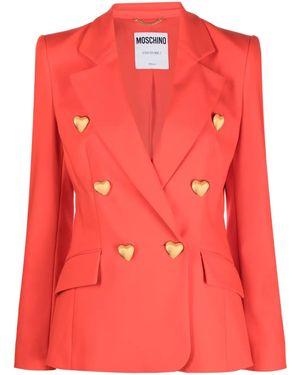 Moschino Blazer con doble botonadura y motivo de corazón - Rojo