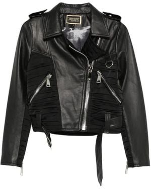 MITILIANE COUTURE Draped Leather Biker Jacket - Black