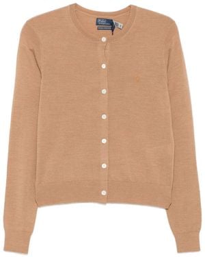 Polo Ralph Lauren Button-Front Logo Cardigan - Natural