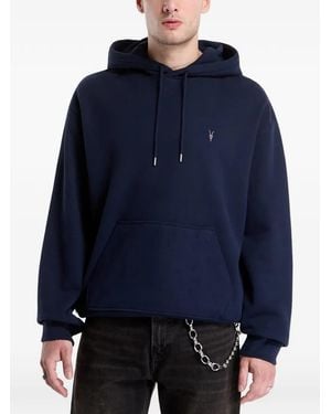 AllSaints Sudadera Asher Ramskull Con Capucha Con Cordones Y Logo Bordado - Azul