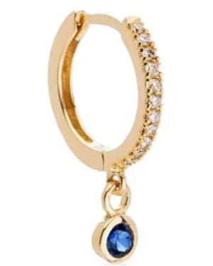 We by WHITEbIRD Aro Ada En Oro Amarillo De 18Kt Con Diamantes Y Zafiro - Blanco