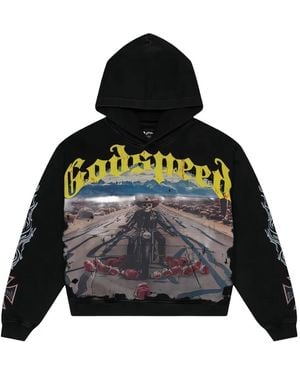 Godspeed Long Lonely Road Graphic Print Hoodie - Black