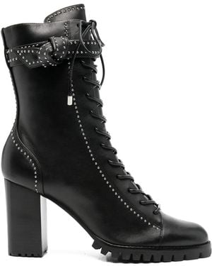 Alexandre Birman Botas Con Cordones Y Apliques - Negro