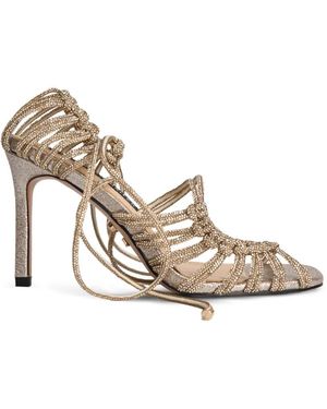 Twentyfourhaitch Crystal-Embellished Strappy Sandals - Metallic