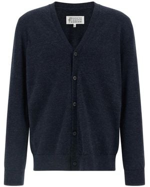 Maison Margiela エルボーパッチ カーディガン - ブルー