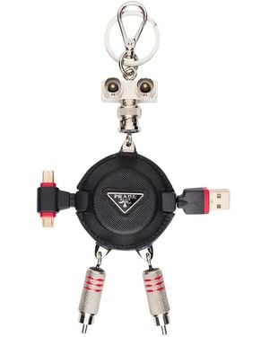 Prada Saffiano Leather Keychain - Black