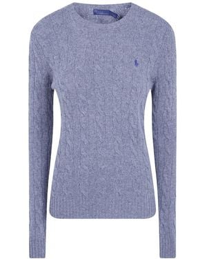 Polo Ralph Lauren Cable-Knit Embroidered-Logo Sweater - Blue