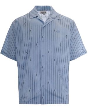 Lacoste Stripe-Print Short-Sleeve Shirt - Blue