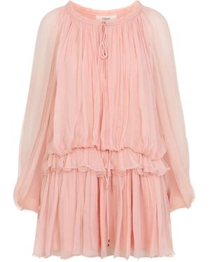 Chloé Silk Mini Dress - Pink