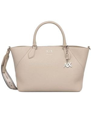ARMANI EXCHANGE Logo-Plaque Tote Bag - Natural