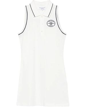Sporty & Rich Embroidered-Logo Polo Mini Dress - White