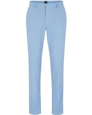 BOSS Straight-Leg Stretch-Cotton Chinos - Blue